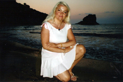 Dorota Lopatynska-de-Slepowron modeling at Corfu in Greece